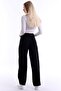 Flared Wide Leg - Soft Textured Comfortable Knitwear Trousers, Elastic Waist - 3