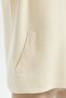 Women's Hooded Fur Zippered Wool Cardigan Bone - 5