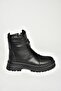 T 555102203   Black Genuine Leather Low Heel Women's Boots - 6