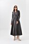 Women's Leather Pleated Dress Brown 30639