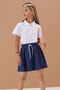 Polo Collar White Girl's T-shirt - Short Sleeve, School Uniform 19455 - 4