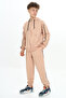 Beige Original Written Cardigan Boys' Tracksuit Set 19485 - 5