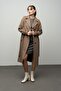 Men's Collared Square Patterned Cashmere Coat Kamel 3028 - 4