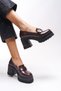 Taryndilwen Women's Buckle Heeled Loafer 00121009 Burgundy Wrinkled Patent Leather - 3