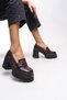 Taryndilwen Women's Buckle Heeled Loafer 00121009 Burgundy Wrinkled Patent Leather - 4