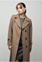 Men's Collared Square Patterned Cashmere Coat Kamel 3028 - 5