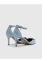 Josue Genuine Leather Women's Blue Heeled Sandals - 5