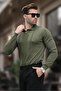 Khaki Polo Collar Striped Men's Knitwear Sweater 7265 - 3