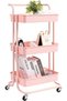 3-Tier Rolling Utility Carts Trolley Storage Cart with Handle Multifunctional Organization Cart with