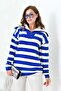 Women's Half-Zip Striped Sweater Cobalt Blue 20726 - 4