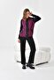 Women's hooded crowbar patterned double set black ecru 20536 - 2