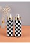 2-Piece Checkerboard Pattern Drip-Free Gold Lid Oil Bottle Set 550 ml Oil Bottle Set - 3