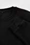 Siyah Oversize/Geniş Kesim Pamuklu Basic İçi Polarlı Kalın Sweatshirt TMNAW25SW00011 - 3