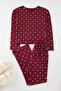 Bordo %100 Pamuklu Puantiye ve Kalpli Örme Pijama Takımı THMAW25PT00039 - 5