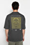 Anthracite Oversized/Wide Cut Puffy Printed 100% T-Shirt TMNSS23TS00171 - 7