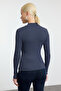 Indigo Fitted/Vücuda Oturan Dik Yaka Uzun Kol Fitilli Esnek Örme Bluz TWOAW21BZ0423 - 5