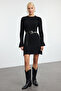 Siyah Mini Triko A-Line Formda Elbise TWOAW25EL00030