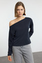 Antrasit More Sustainable Kayık Yaka Relaxed/Rahat Kesim Modal Örme Bluz TWOAW25BZ00282 - 2