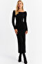 Women's Black Boat Neck Maxi Christmas Dress Hor03 - 2