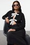 Black Crop Soft Textured Ribbon Detailed Knitwear Cardigan Twoaw25Hi00182