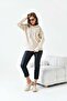 Women's Hooded Sweater Beige 20753 - 5