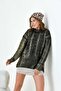 Women's Foil Print Detailed Sweater Black 20924 - 3