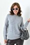 Women's Bead Embroidered Sweater Gray 20741 - 4