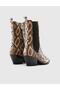 Diane Genuine Printed Leather Women's Brown Heeled Boots - 4