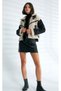 Women's Biker Coat with Suede Appearance Sleeves, Zipper Closure, Fur - 2