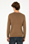 Men's Slim Fit Crew Neck Khaki Melange Basic Sweater 50288888-Vr125 - 5
