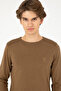 Men's Slim Fit Crew Neck Khaki Melange Basic Sweater 50288888-Vr125 - 2