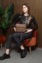 Tan Colored Knitted Patterned New Season Women's Bag with Plenty of Eyes and Zippered Shoulder Strap - 4