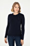 Women's Navy Blue Crew Neck Basic Sweater 50288979-Vr033 - 3