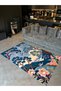 Paris Collection Pastel Themed Mountain Trees Bird and Flower Patterned Modern Decorative Carpet 65 - 2