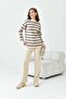 Women's Striped Double Suit Beige 20796 - 2