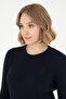 Women's Navy Blue Crew Neck Basic Sweater 50288979-Vr033 - 2