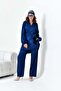 Women's Comfortable Fit Jacquard Suit Navy Blue 30877 - 2