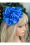 Artificial Organza Satin Rose Flower Metal Crown Women Children Special Occasion Henna Engagement Birthday Tiara Saks Blue - 3