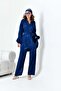 Women's Comfortable Fit Jacquard Suit Navy Blue 30877
