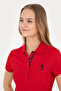 Women's Red Basic Polo Neck T-Shirt 50289361-Vr171