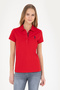 Women's Red Basic Polo Neck T-Shirt 50289361-Vr171 - 2