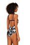Women's Cross Detail Black and White Patterned Swimsuit - 2