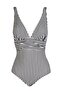 White and Black V-neck - Draped and Recovery Women's Swimsuit