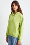Keila Women's 3-Thread Embroidered Ornament Label Detailed Hooded Pistachio Green Sweatshirt