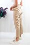 Fashionable Striped High Waist Trousers with Button Accessories Beige - 2