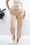 Fashionable Striped High Waist Trousers with Button Accessories Beige