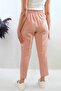 Fashionable Stripe Button Accessory High Waist Trousers Powder - 3