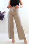 Fashionable Striped Belted Trousers Gray