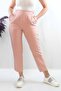 Fashionable Stripe Button Accessory High Waist Trousers Powder
