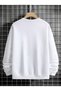 Paris Line Thick Winter Sweatshirt - White Printed Oversize Crew Neck - 3